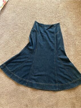 Madewell Dark Blue Denim A-Line Maxi Skirt
